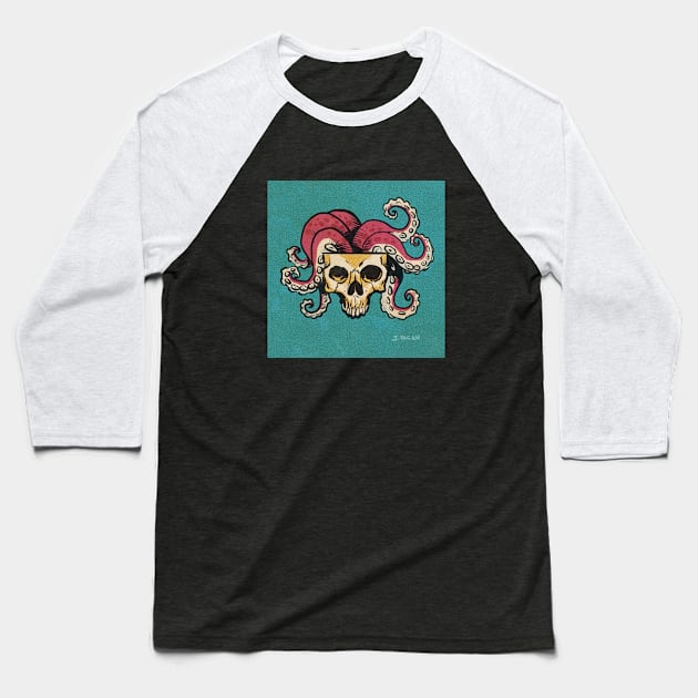 Skull N' Tentacles Baseball T-Shirt by RealmsOfNowhere